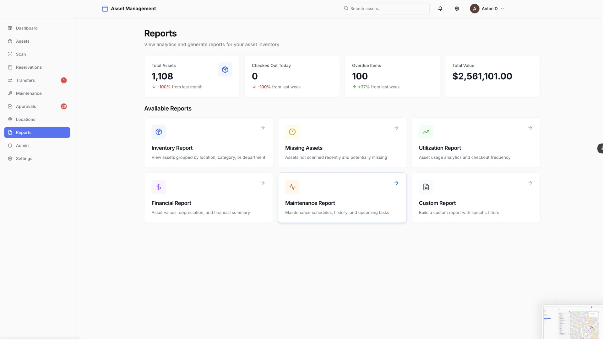 University asset reporting with audit-ready data exports