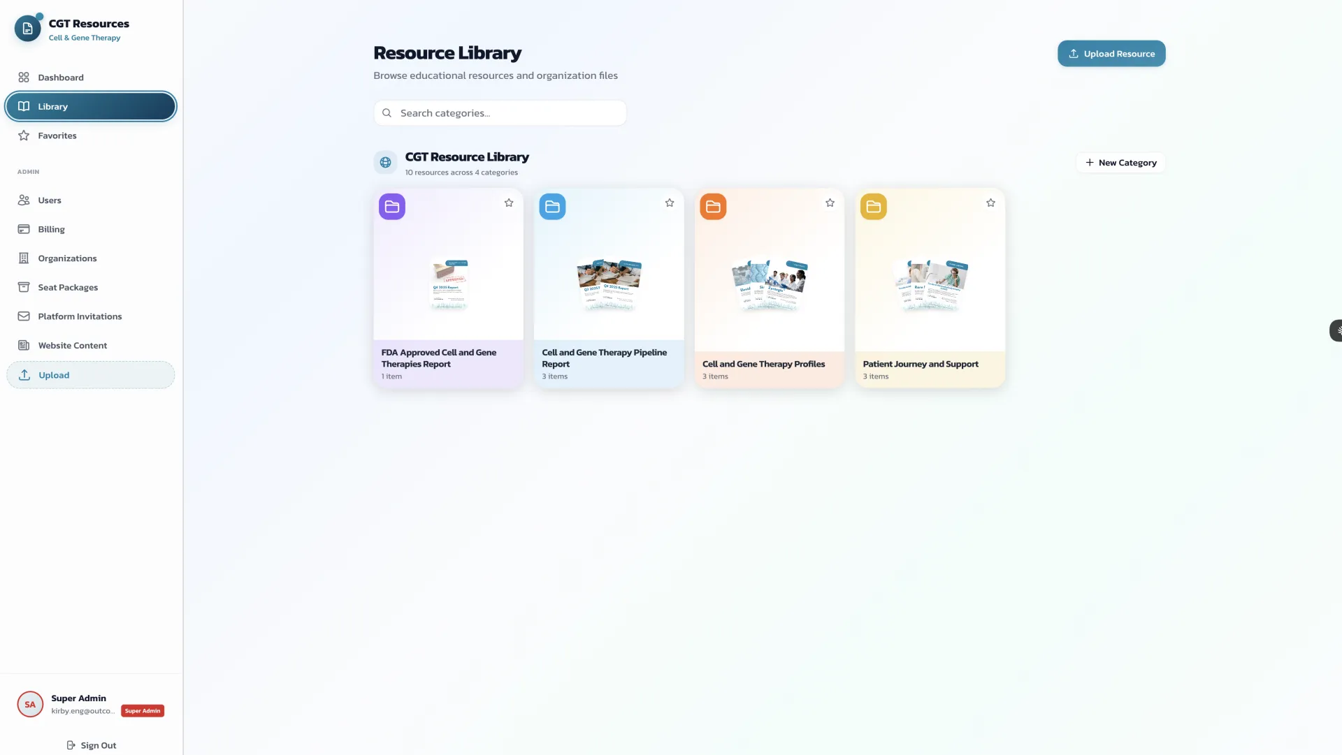 OutcomeRx cell and gene therapy content library with secure document management