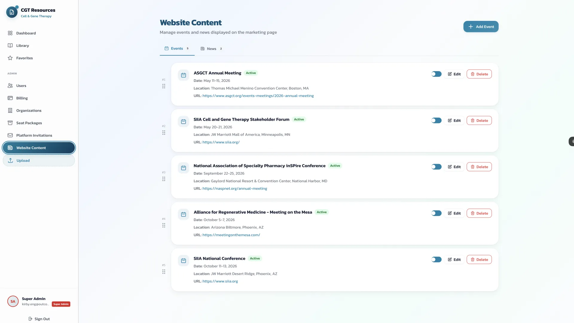 OutcomeRx content management system with audit logging and role-based publishing
